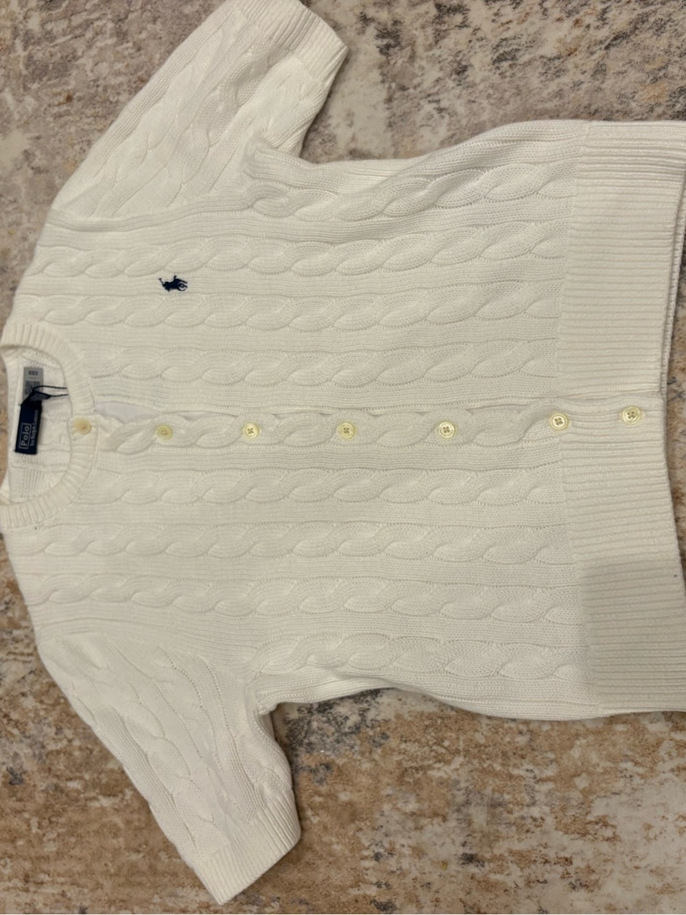 Polo by Ralph Lauren Cream Cable-Knit Short Sleeve Cardigan - Picture 2 of 5